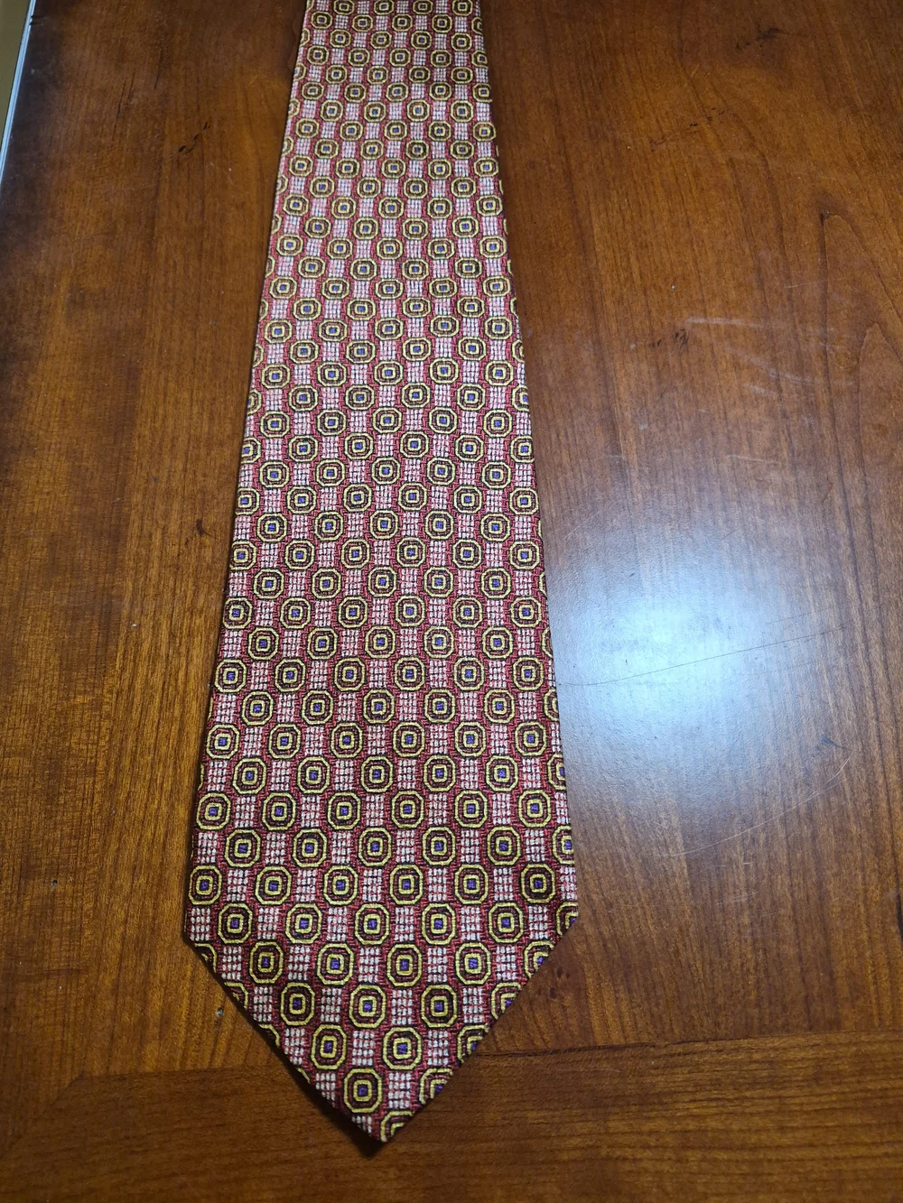 Robert Talbott Red Geometric Silk Best In Class Tie with Gold and Black Accents